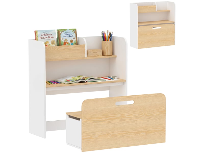  Bureau et chaise pour enfant 5 en 1 pour 3 à 8 ans blanc  - Conforama A