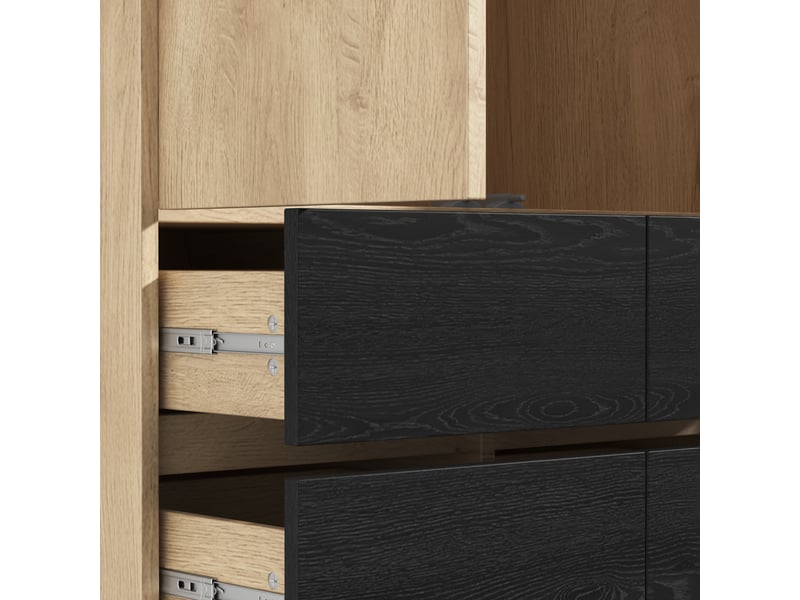 Armoire de chambre avec miroir et éclairage led - 110x47x200 cm - 4 tiroirs 2 tringles - Conforama R