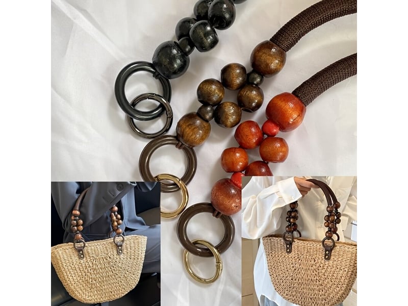  Paire de perles de bois avec corde de couleur vermillon, décoration artisanale  - Conforama B