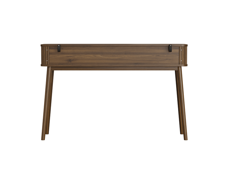 Console 120x35x77,6 cm en mdf et panneaux de particules avec 2 tiroirs aspect noyer chicfurn  - Conforama E