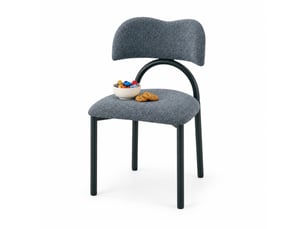 Chaises de salle à manger lot de 2 avec dossier incurvé rembourré - piètement métal, tissu bleu