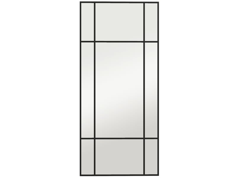  Miroir mural verrière rectangulaire style fenêtre, en métal noir - 110x50 cm, horizontal ou vertical avec 4 crochets  - Conforama B