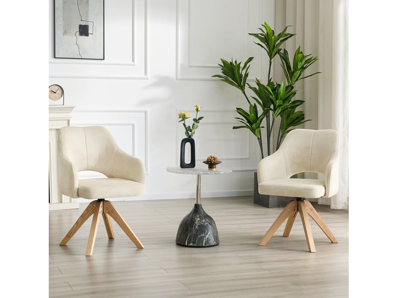 Lot de 2 chaises de salle à manger pivotantes 360° en tissu evryae - Conforama D