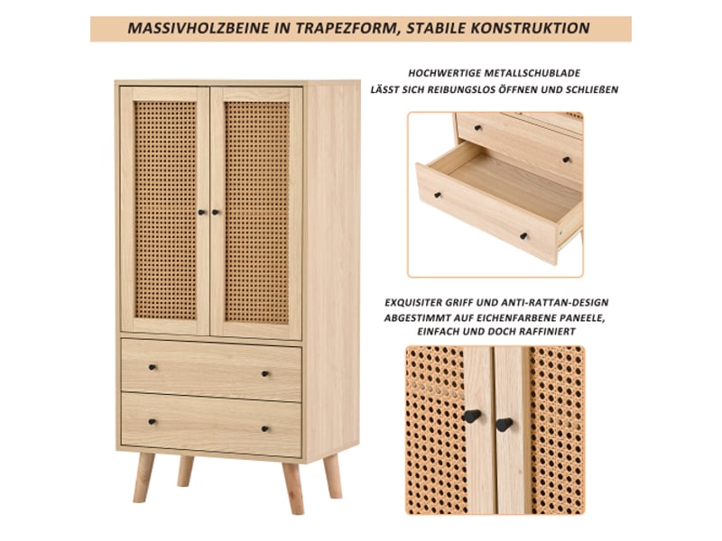  Salle à manger salon buffet - table tv avec portes et tiroirs buffet avec avec grand espace de rangement -couleur bois,60*40*120cm  - Conforama C