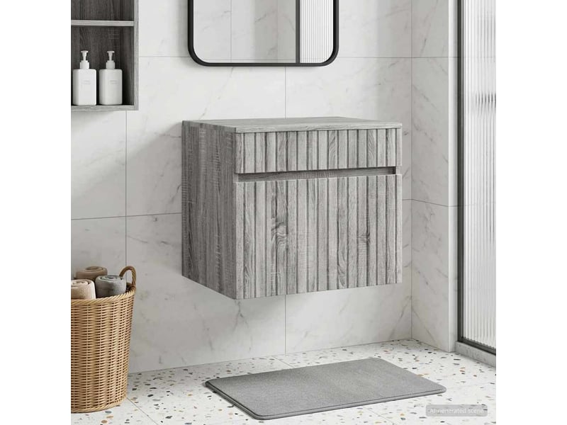  Cabinet salle de bain mural, meuble de rangement sonoma gris 59x44.5x50 cm  - Conforama B