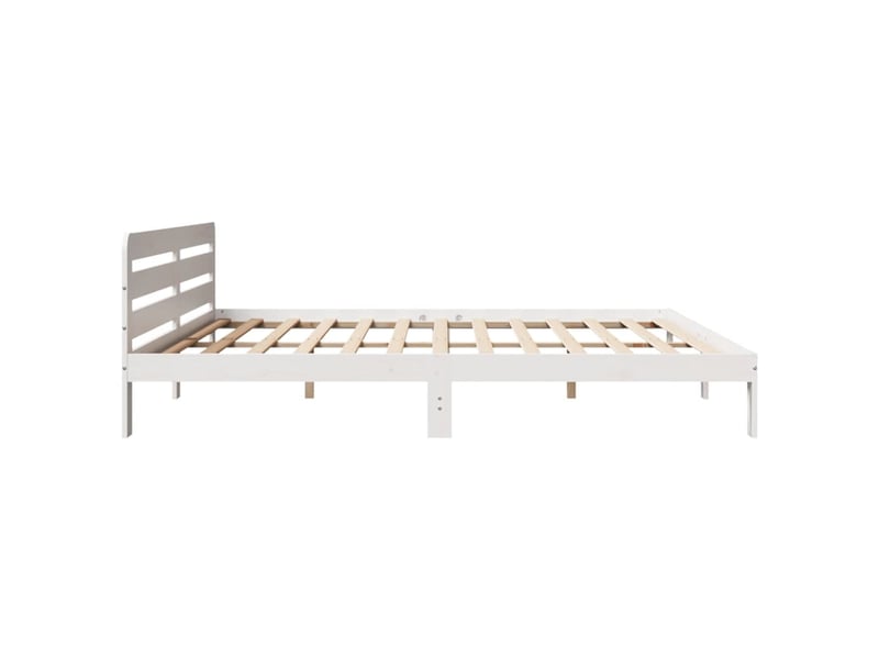  Lit double- lit adulte -  cadre de lit sans matelas blanc 200x200 cm bois massif de pin  - Conforama D