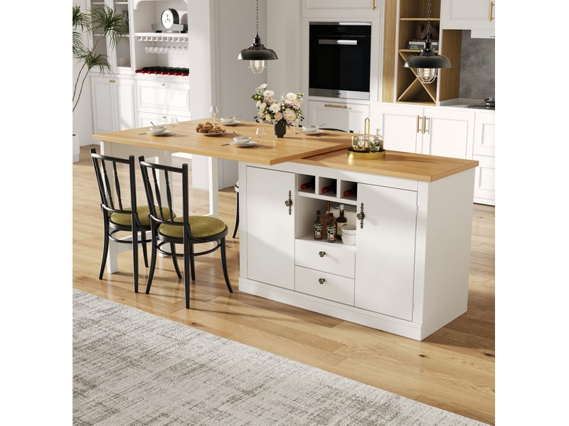  Table bar extensible avec rangement mdf blanc  - Conforama B