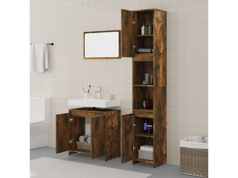 Ensemble de meubles de salle de bain 3 pcs chêne fumé cf63681 - Conforama C