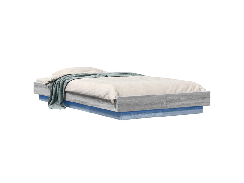  Lit simple- lit adulte -  cadre de lit avec led sonoma gris 80 x 200 cm bois d'ingénierie  - Conforama A