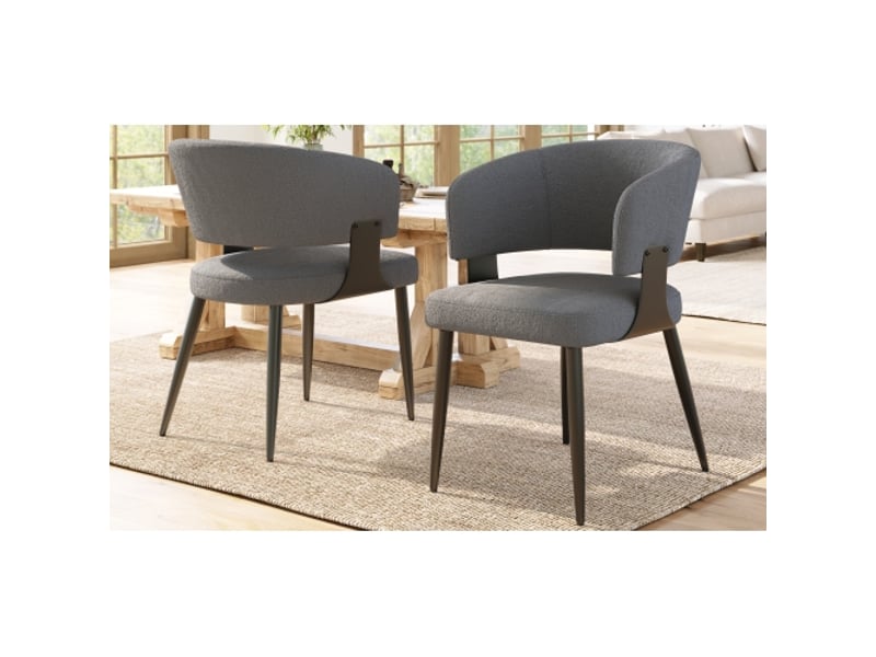  Lot de 2 chaises de salle à manger en flanelle beigegris, ergonomiques, dossier incurvé, design léger et luxueux  - Conforama B
