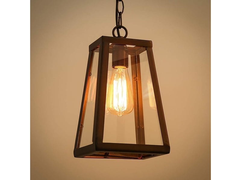  Suspension extérieure en verre étanche à la pluie – lustre pour pavillon, villa et loft, noir, 17x14x26 cm  - Conforama B