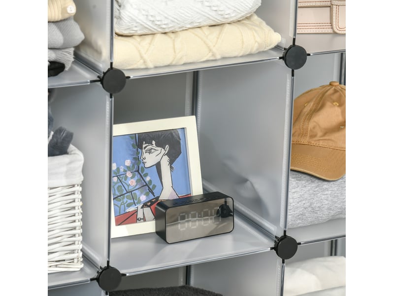  Système de rangement modulable 125x32x125 cm 16 cubes métal blanc  - Conforama D