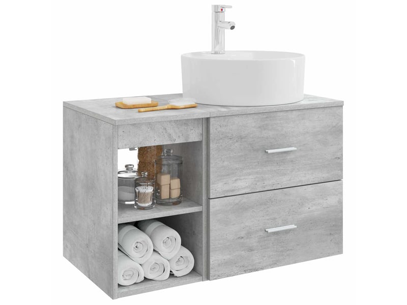 Ensemble de mobilier de salle de bain 2 pcs gris béton shl6126 - Conforama C