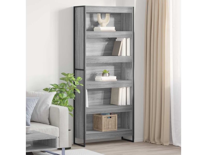 Bibliothèque, armoire à livres 80 x 30 x 189,5 cm bois d'ingénierie gris sonoma - Conforama B