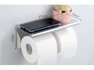 Porte-rouleau de papier toilette double avec étagère pour téléphone, miroir 8k brillant