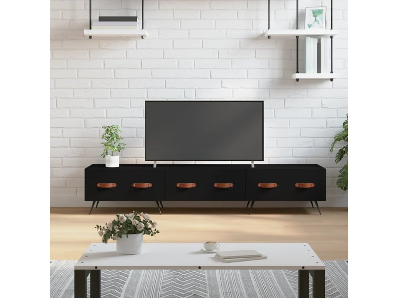  Meuble tv - banc tv - meuble de rangement noir 150x36x30 cm bois d'ingénierie  - Conforama B