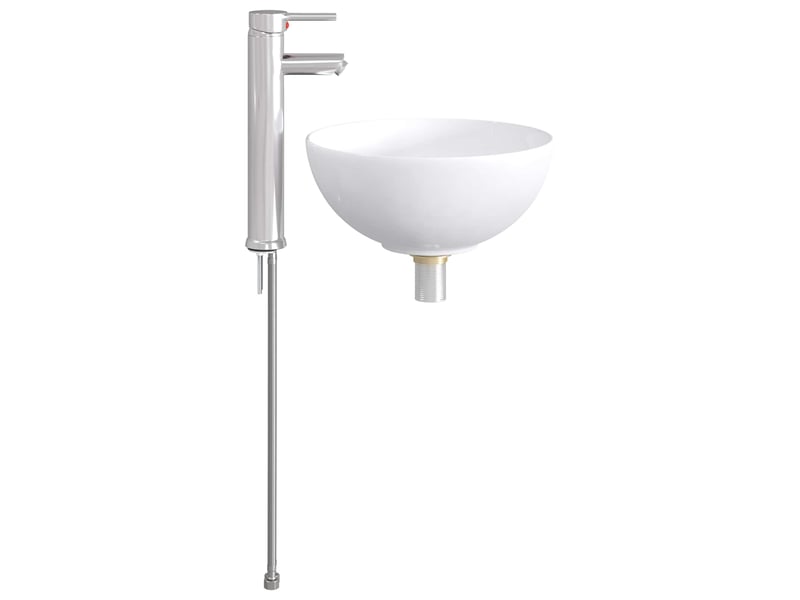 Lavabo de salle de bain avec robinet et drain chrome shl1409 - Conforama E