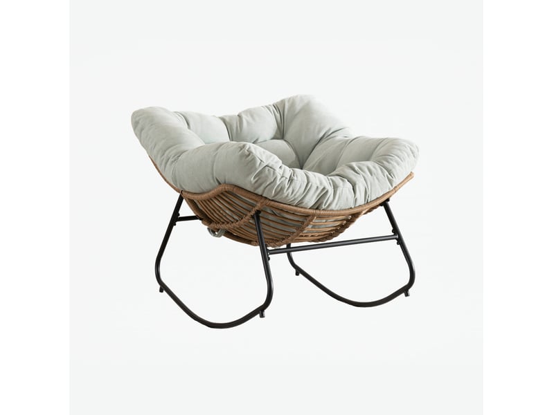  Fauteuil à bascule en chenille avec structure métallique stable et assise ergonomique, bleu clair  - Conforama A