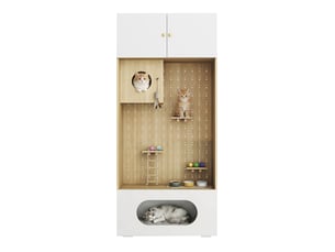Meuble de rangement 90x50x200 cm fonctionnel panneau de particules blanc et aspect bois