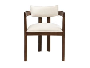 Lot de 2 chaises de salle à manger 60,5x57,5x78,5 cm, style traditionnel, accoudoirs, pour salon, bois, tissu lin, noyer