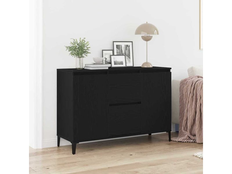 Buffet - bahut - meuble de rangement chêne noir 104 x 35 x 70 cm bois d'ingénierie - Conforama B