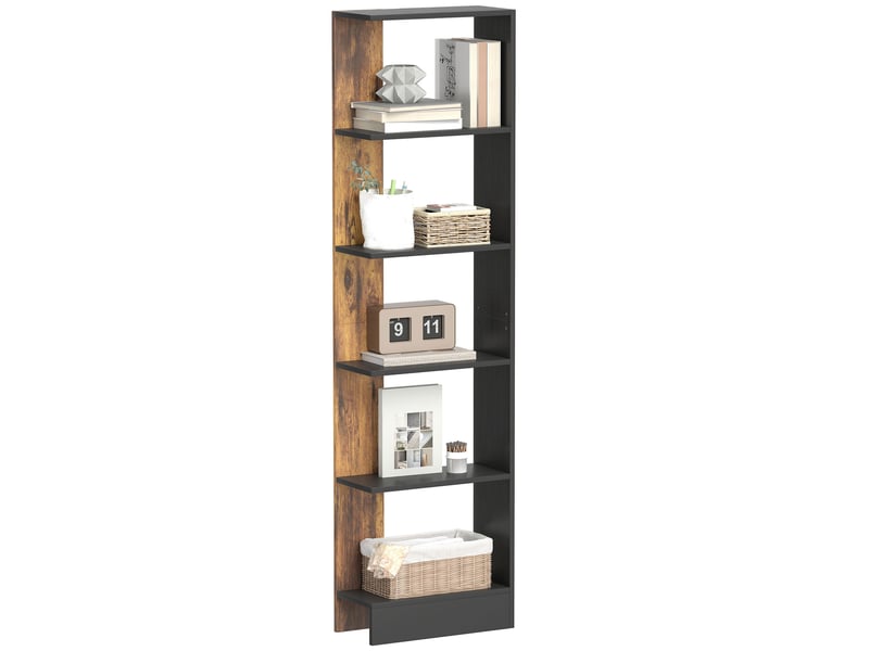  Bibliothèque moderne en bois à 5 niveaux, gain de place, 45 x 21 x 170 cm, marron et noir  - Conforama A