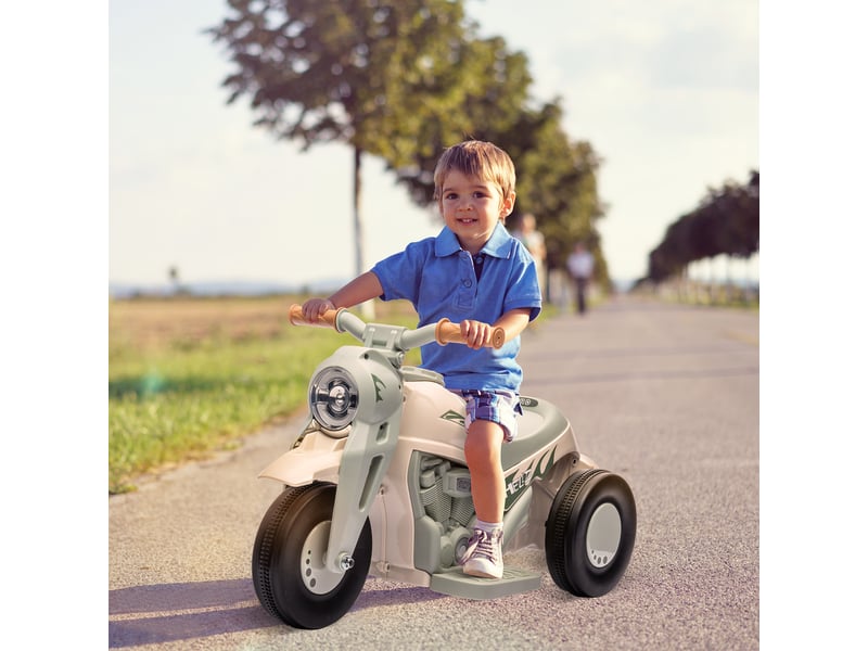  Moto électrique enfants 2-5 ans, 3 roues, 6 v, 3 kmh, avec fonction de bulles, effets lumineux et sonores, blanc crème  - Conforama D