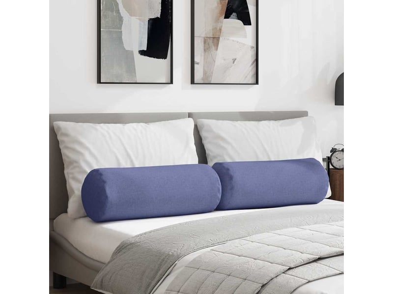 Lot de 2 coussins d'accent, coussins décoratifs, coussins lombaires tissu bleu denim ø 25 x 70 cm cf56685 - Conforama B