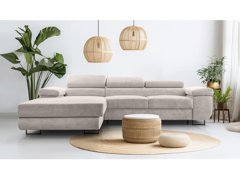  Canapé d’angle en velours côtelé arborio 280 cm blanc doux g Arborio - Conforama B