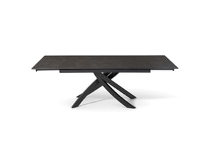 Table extensible 180 à 260 cm céramique gris anthracite pied entrecroisé - utah 11