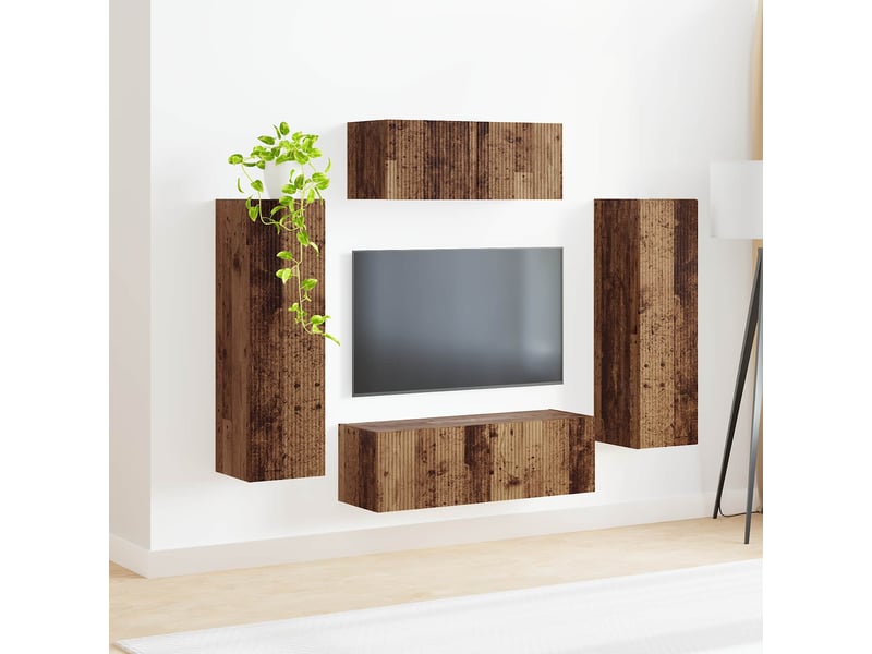  Ensemble meuble tv - banc tv - meuble de rangement 3 pcs chêne fumé bois d'ingénierie  - Conforama D