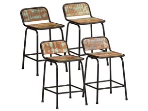 Lot de 4 tabouret de bar, chaise de bar 46x35,5x70cm bois massif récupération