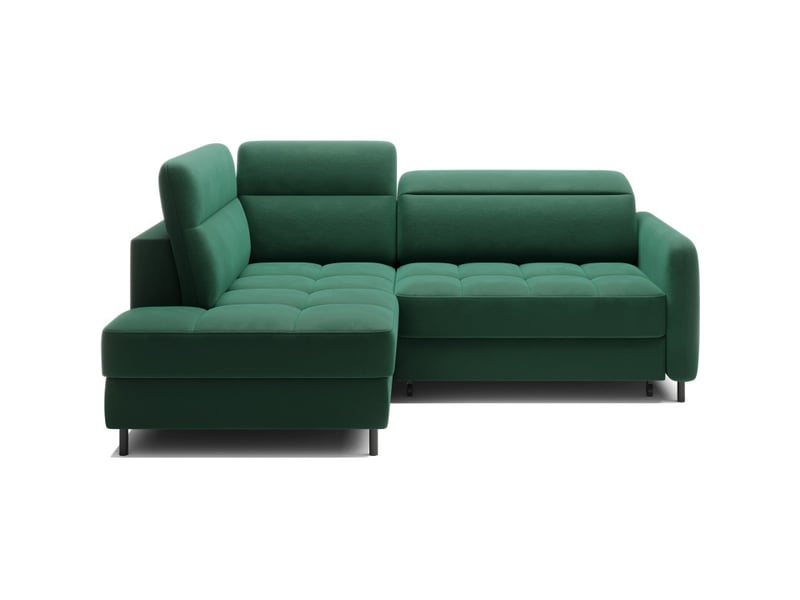  Canapé d'angle gauche convertible barnea 208 cm vert foncé avec rangement  - Conforama A