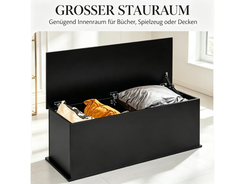  Banc coffre de rangement en panneau de particules noir 100 x 40 x 40 cm T5828P554654 - Conforama D