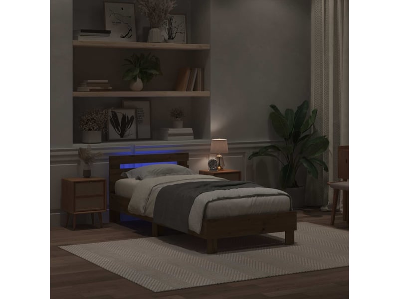  Lit simple- lit adulte -  cadre de lit chêne artisanal 100 x 200 cm bois d'ingénierie  - Conforama B