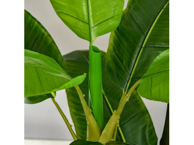  Plante artificielle bananier 150 cm verte en plastique avec pot noir, idéale en intérieur et extérieur sans entretien  - Conforama E