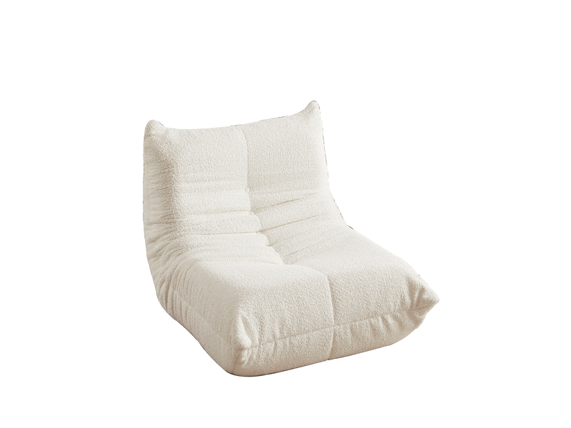  Canapé chauffeuse de sol sans accoudoirs en chenille respirante, mousse haute densité, dossier incurvé, capitonnage à boutons, sans montage beige  - Conforama A