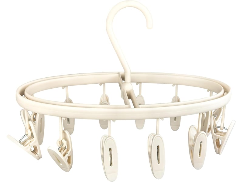  Crochets muraux séchoir à linge pliable de qualité supérieure avec 12 clips, ultra léger et pliable - parfait pour déplacement, voyage, camping, blanc  - Conforama A