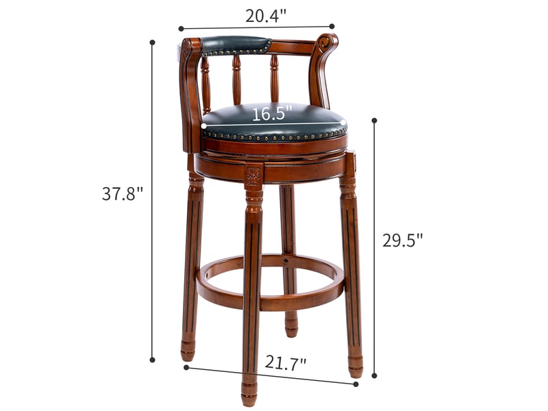  Tabouret de bar pivotant,54,8x54,8x96 cm,avec dossier,cuir véritable,bleu  - Conforama C