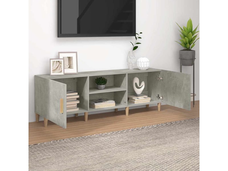  Meuble tv - banc tv - meuble de rangement gris béton 150x30x50 cm bois d'ingénierie  - Conforama C
