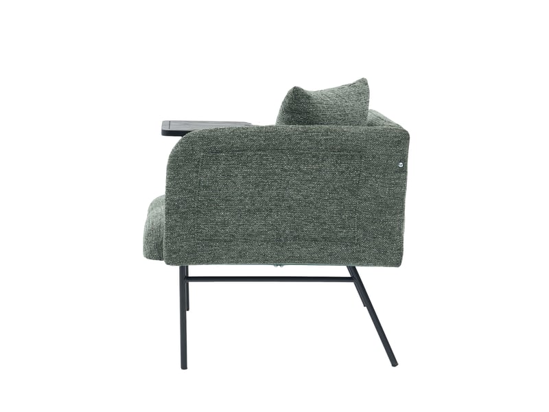  Fauteuil moderne en chenille grise avec 2 rangements et table d’appoint latérale  - Conforama E