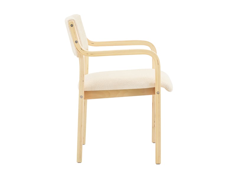  Lot de 2 chaises de salle à manger,avec accoudoirs,tissu teddy,blanc  - Conforama D