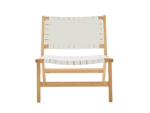 Fauteuil de détente tressé 66x71x72 cm, sans accoudoirs, style industriel moderne, bois et pu, blanc