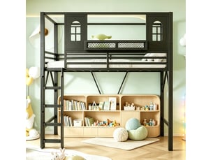 Lit mezzanine 90x200 cm <strong>MODFU</strong>  <strong></strong> coloris noir