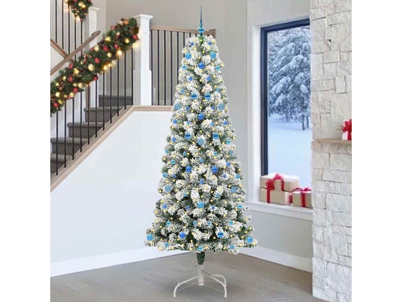  Sapin de noël, arbre de noël artificiel à branches articulées vert et blanc cf61129  - Conforama B
