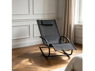 Fauteuil à bascule tcqpz relaxant ergonomique noir 62 x 150 x 84 cm en métal galvanisé et textilene