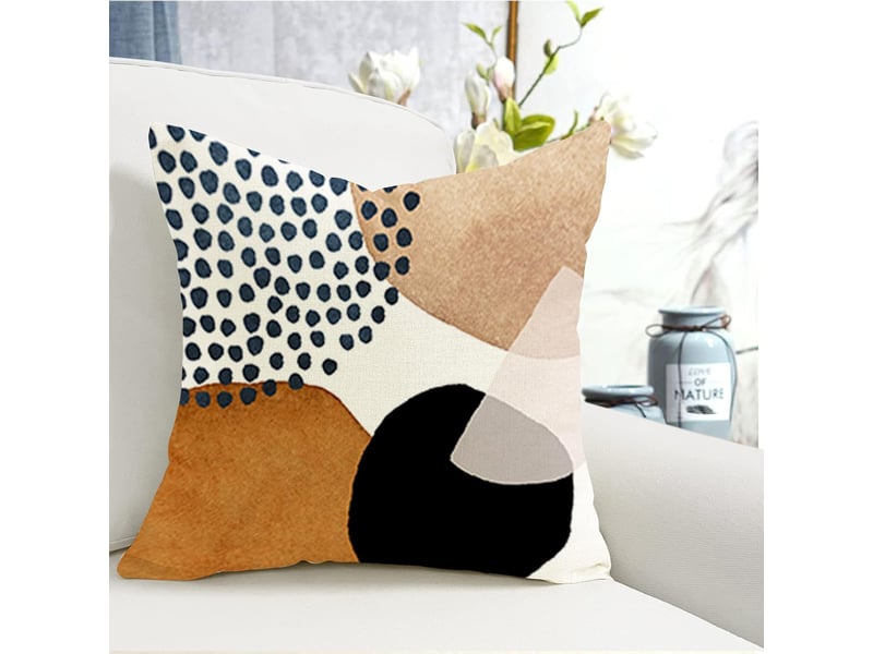  Lot de 4 housse de coussin - lot de 4 40 x 40 cm housse de coussin, housse coussin en lin coussin de canapé moderne boho motif abstrait pour chambre extérieur housse oreiller, blanc GSO-000086 - Conforama E