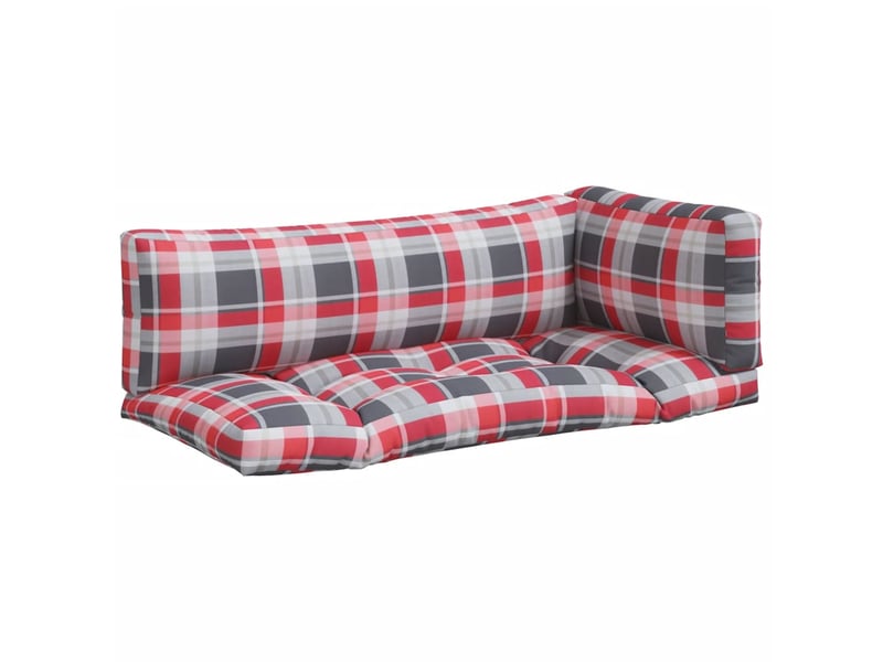  Lot de 3 coussins de palette, coussins de canapé carreaux rouges tissu cf59472  - Conforama A