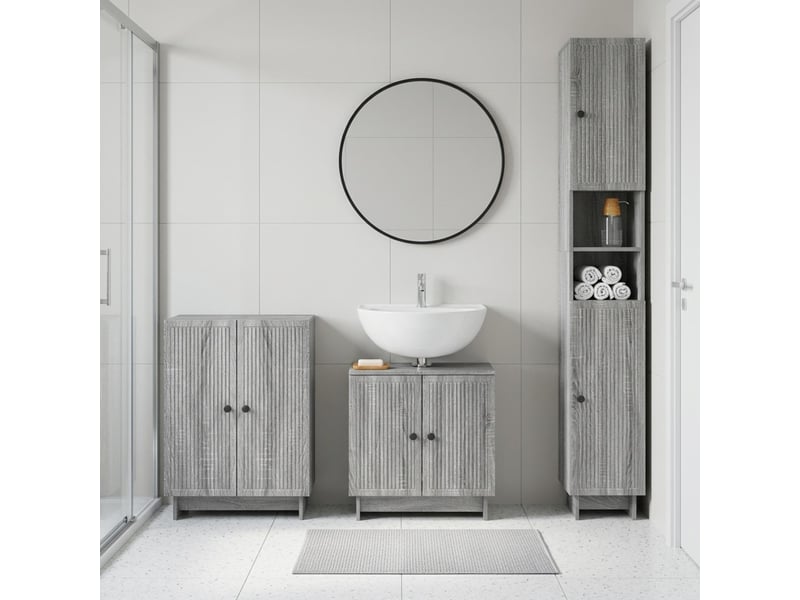  Ensemble de meuble de salle de bain 3 pièces ede sonoma gris cf63425  - Conforama B