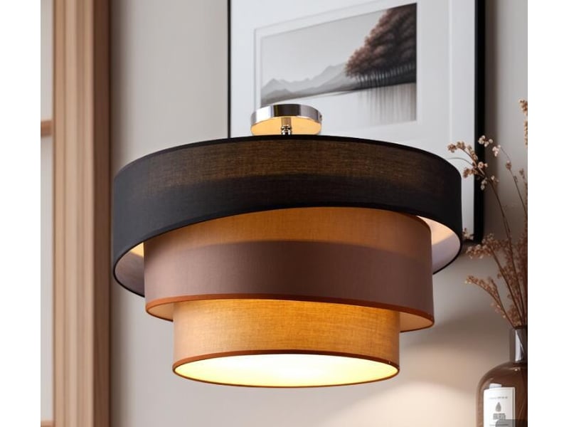  Plafonnier en tissu à intensité variable – moderne, noir, housse en tissu à trois couches  - Conforama D